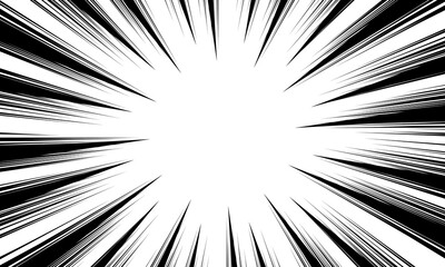 Manga speed lines, comic anime radial effect background. Manga explosion, motion or movement action for comic books.