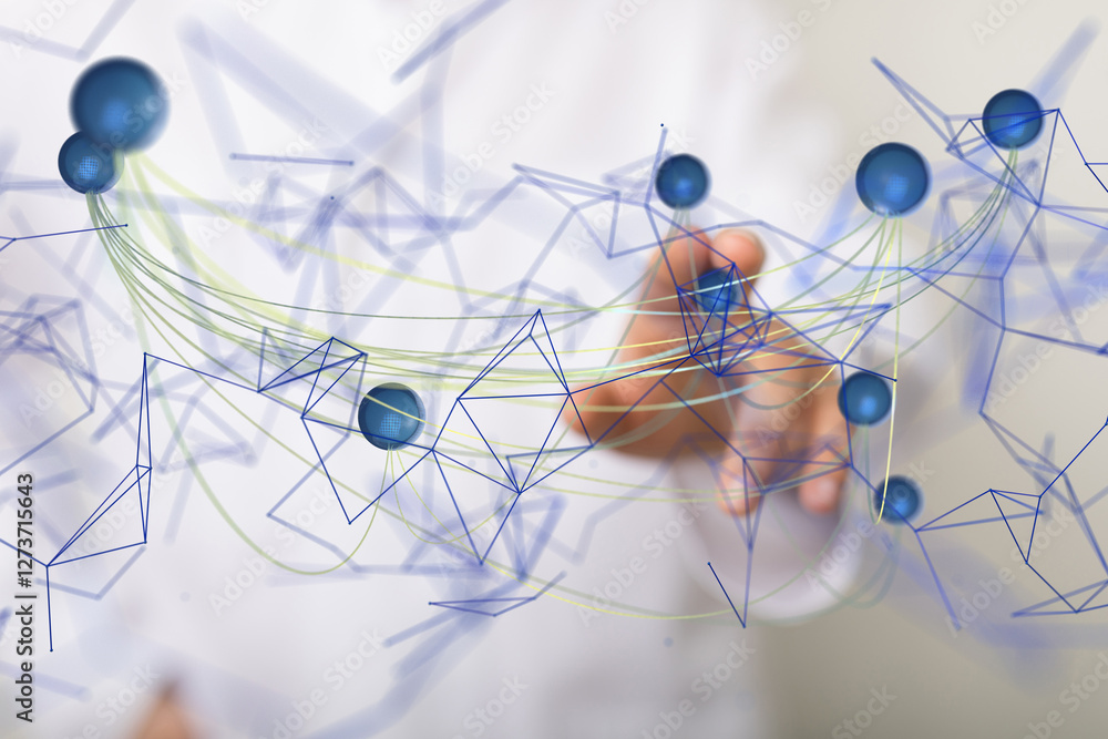 Fototapete conference digital network and data concept 3d - neural network exposure digital