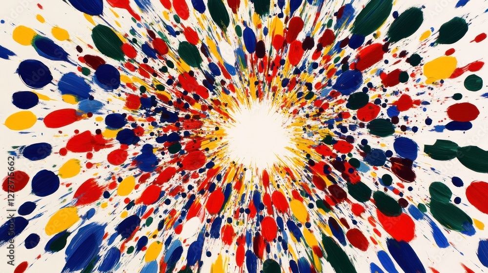 Aufkleber a vibrant explosion of colors radiating from a central point, creating a dynamic visual effect.