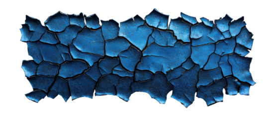 Cracked Blue Armor Plate with Metal Texture Isolate on Transparent Background, cutout, png