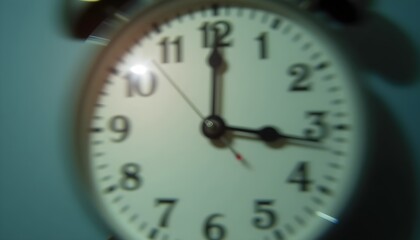 Blurry analog clock with distorted focus in dim lighting