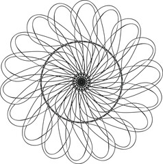 Abstract silhouette line art floral asian decorative illusion mandala design	