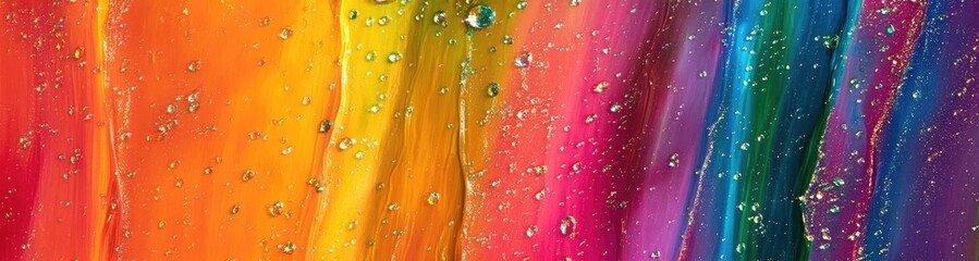 Panoramic rainbow-colored background with fruits and vegetables, a vibrant mix of colors in the form of fruit or vegetable stripes