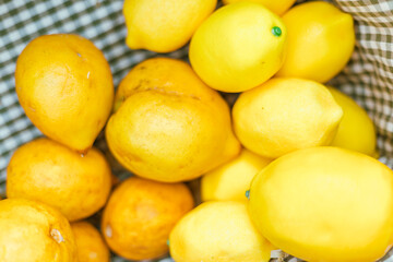 Close up basket of lemons