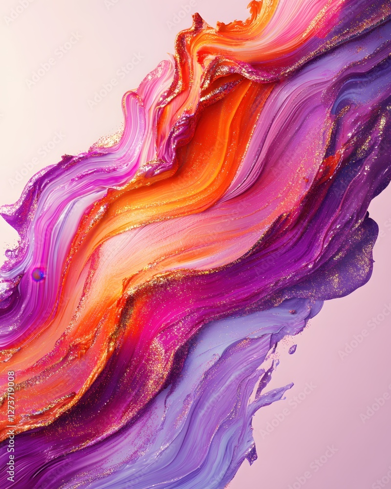 Aufkleber vibrant swirl of color and glitter abstract art background with dynamic flowing texture