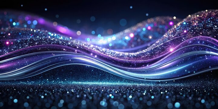 Abstract Glittering Cosmic Waves A Dark, Mystical, and Energetic Background Featuring Swirling Nebula-like Textures and Sparkling Particles
