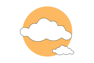 Sun cloud continuous one line drawing of simple vector illustration