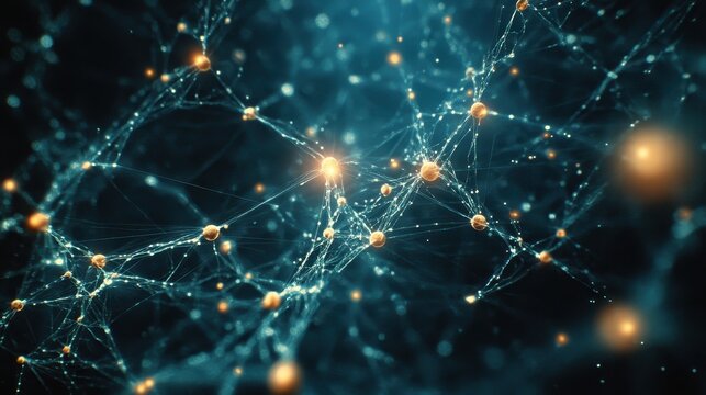 Abstract technology field with intersecting electric lines and floating nodes