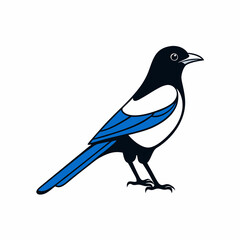 Stylized Magpie Silhouette Vector Ideal for Logos & Artwork.