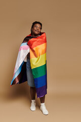 Celebrating love and pride with vibrant style in a fashionable couples portrait