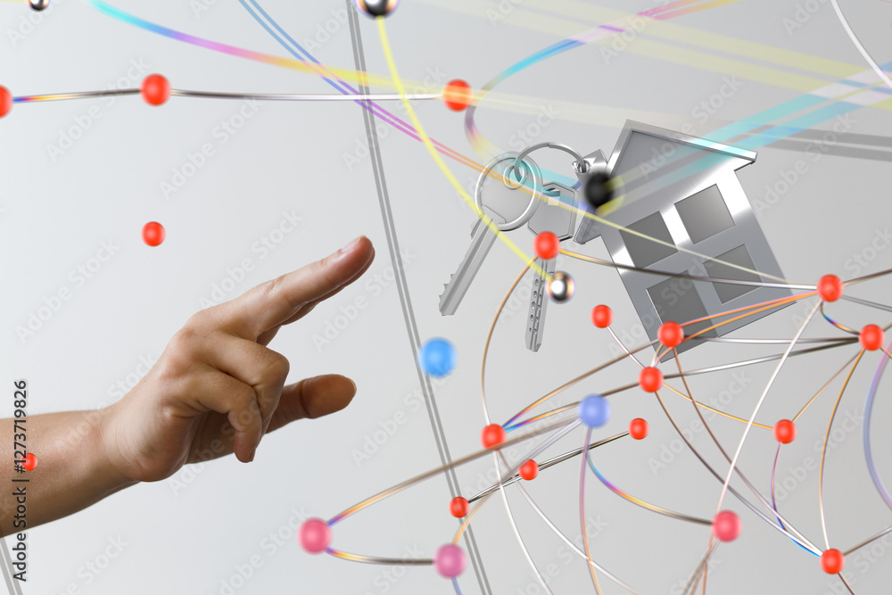 Poster home choice Big data and artificial intelligence concept. Machine learning and cyber mind domination - 3d