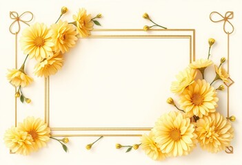 Yellow Daisies Frame Elegant Golden Border Design