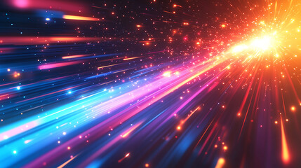 Obraz premium Futuristic Neon Speed Light Trails for Cyberpunk, Sci-Fi & Digital Art | Ideal for Websites & Branding, digital art, website backgrounds, sci-fi themes, high-speed technology, innovation concepts, 
