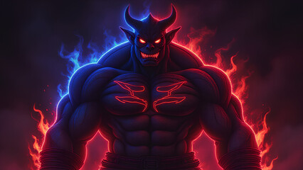 Fototapeta premium Majestic Demon with Dual Colored Torso