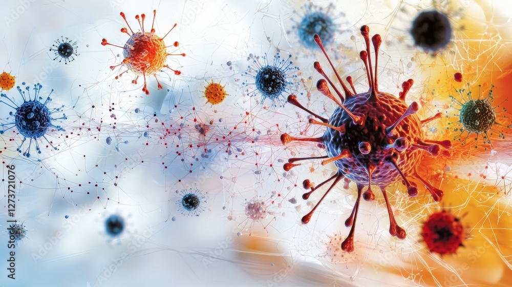 Poster a colorful image of many different colored viruses