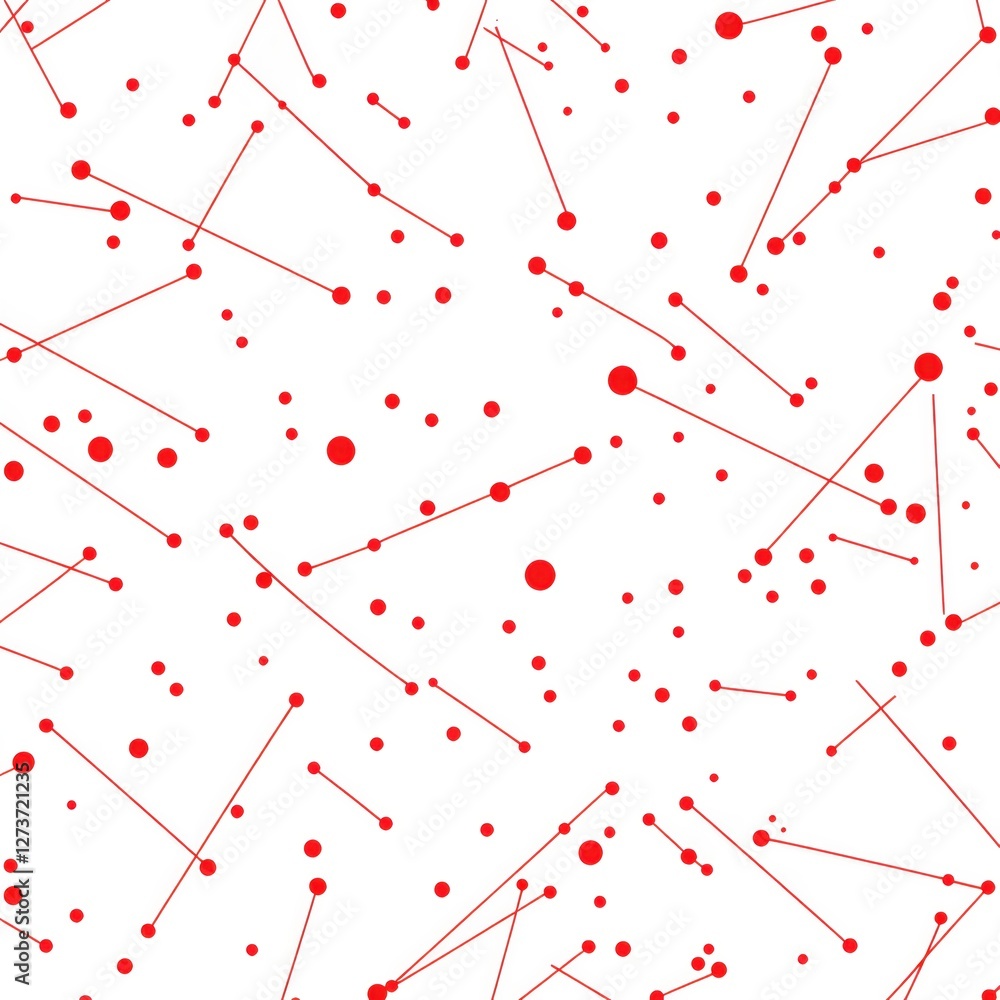 Poster abstract red line and dot pattern on white background modern geometric design