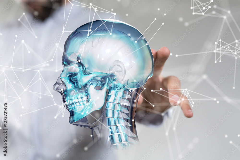 Poster digital medical futuristic interface 3d rendering