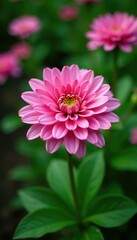 Pink chrysanthemum bloom in lush green garden, blossoms, horticulture