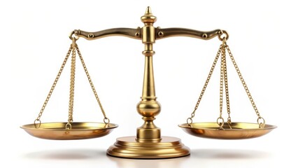 Golden Scales of Justice on White Background