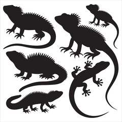 SET VECTOR VARIOUS LIZARDS SILHOUETTES