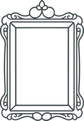 Black and white silhouette floral photo frame border design with ornamemts in white background vector illustrator 