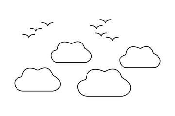 Sun cloud continuous one line drawing with editable stroke