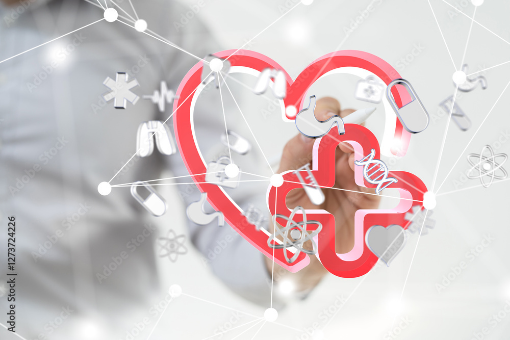 Aufkleber digital medical futuristic interface 3d rendering