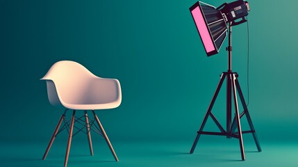 A photography studio equipped with vibrant and dynamic lighting for professionals
