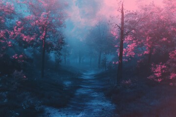 Obraz premium Enchanted forest path at dusk