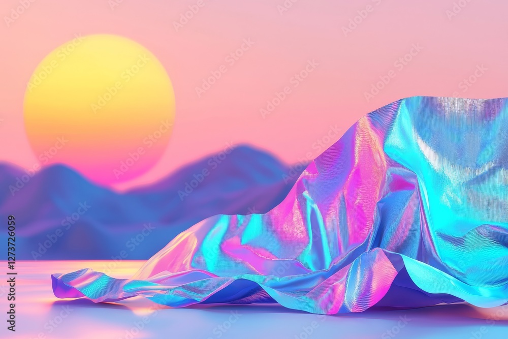 Poster abstract festive backdrop texture image featuring holographic bokeh and iridescent metallic foil