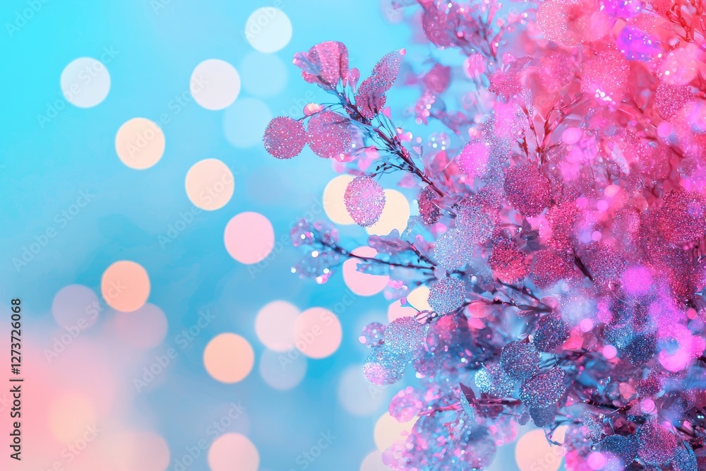 Poster holographic bokeh and iridescent metallic foil create an abstract festive backdrop image