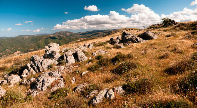 Sardegna, paesaggio di campagna nei monti del Gerrei, Italia, Europa occidentale 