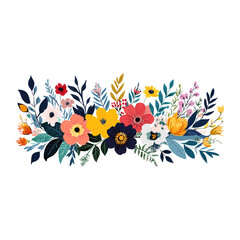 Fototapeta premium Bouquet floral border flowers illustration colorful vector