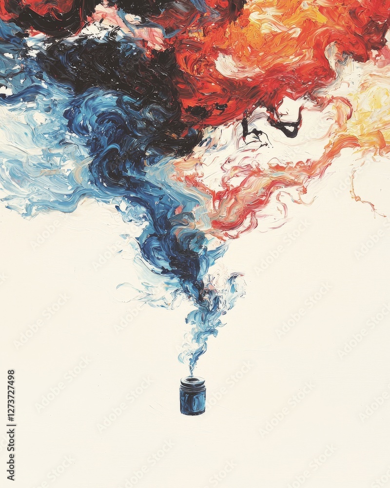 Poster a mesmerizing abstract design featuring multicolored flowing paint offers a unique visual element fo