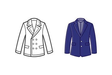 White School Uniform Blazer and Blue Blazer Fashion Mockup Vector Illustration

