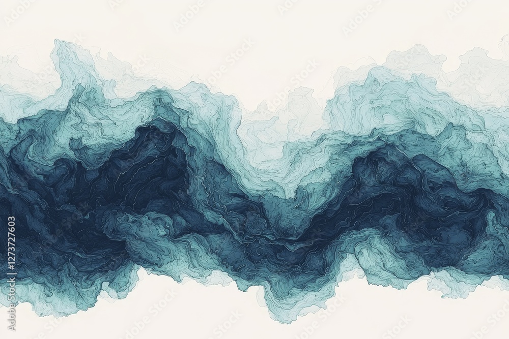 Poster fluid turquoise waves flowing gently produce a soft visual effect, making them perfect for backgroun