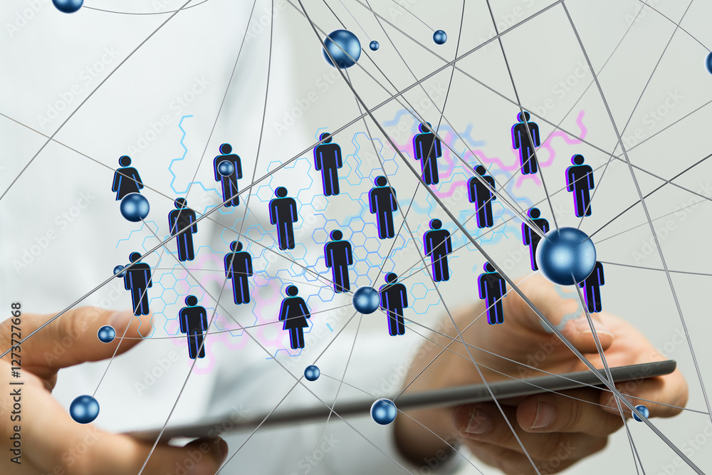 Aufkleber abstract technology group and data 3d