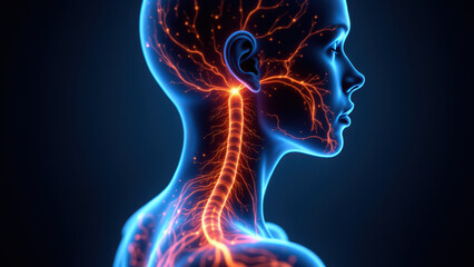Naklejka premium Vagus Nerve Stimulation Illustration