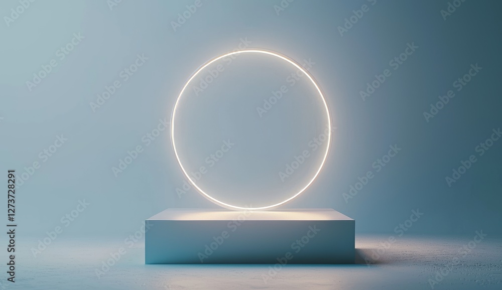 Poster a blank gray display and natural light design create a luxury scene for showcasing a high-end produc