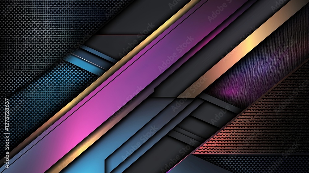 Poster in this 3d render, a simple abstract background is illuminated with neon lights that shine in pink a