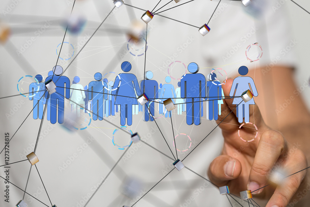 Poster Global network. Blockchain. 3D illustration. Neural networks and artificial intelligence. Abstract  3d