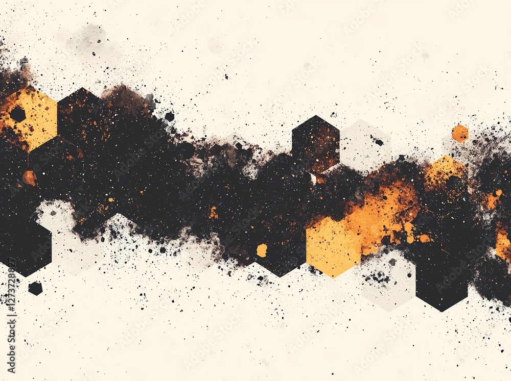 Poster a background featuring hexagons with an abstract and colorful technical design