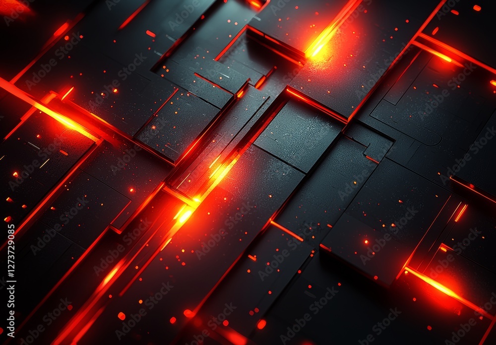 Poster a modern and clean aesthetic is achieved through the combination of abstract red and black in a ligh