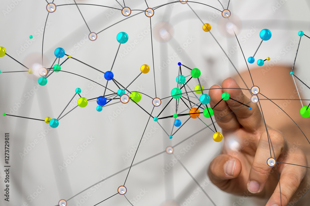 Leinwandbilder global network. blockchain. 3d illustration. neural networks and artificial intelligence. abstract