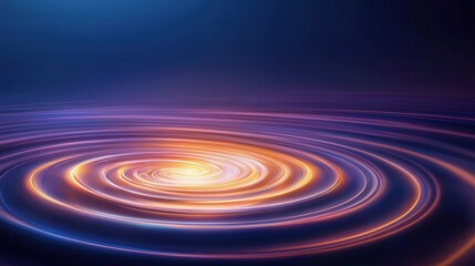 Naklejka premium Abstract swirling galaxy of light, vibrant orange, purple, and blue hues in dark space. Glowing particles create a cosmic spiral effect.
