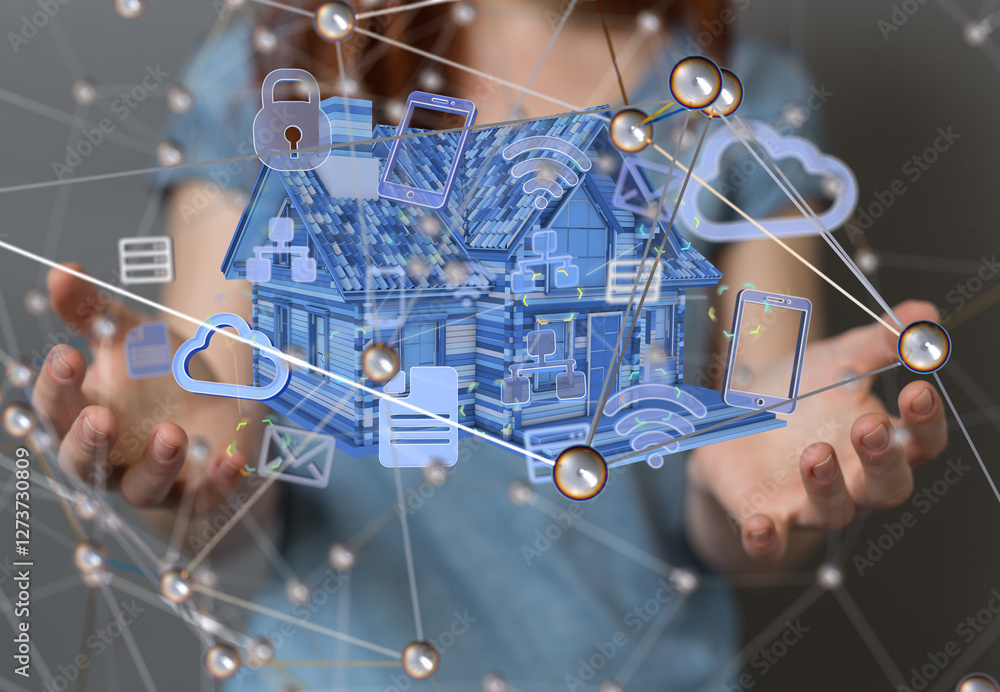 Poster house. data big data visualization background.abstract technology