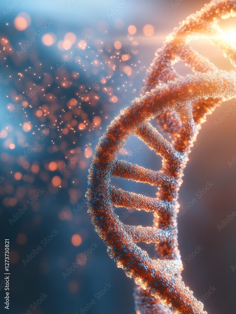 Poster Futuristic DNA Helix Visualization High-Tech Genetic Data Display in Modern Lab for Cutting-Edge Biotechnology Research and Molecular Advancements