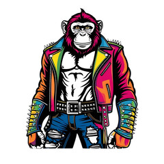 cartoon monkey rockstar mascot vector art