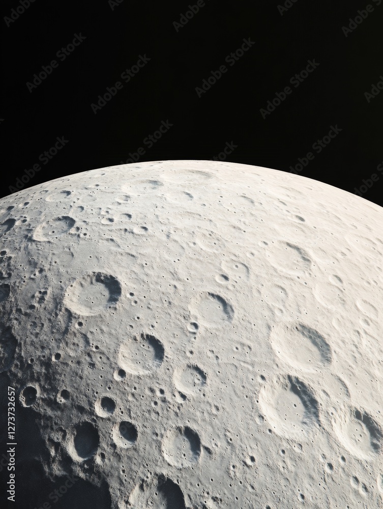 Poster minimalist lunar surface high-res moon craters and maria mapping - scientific visualization for astr