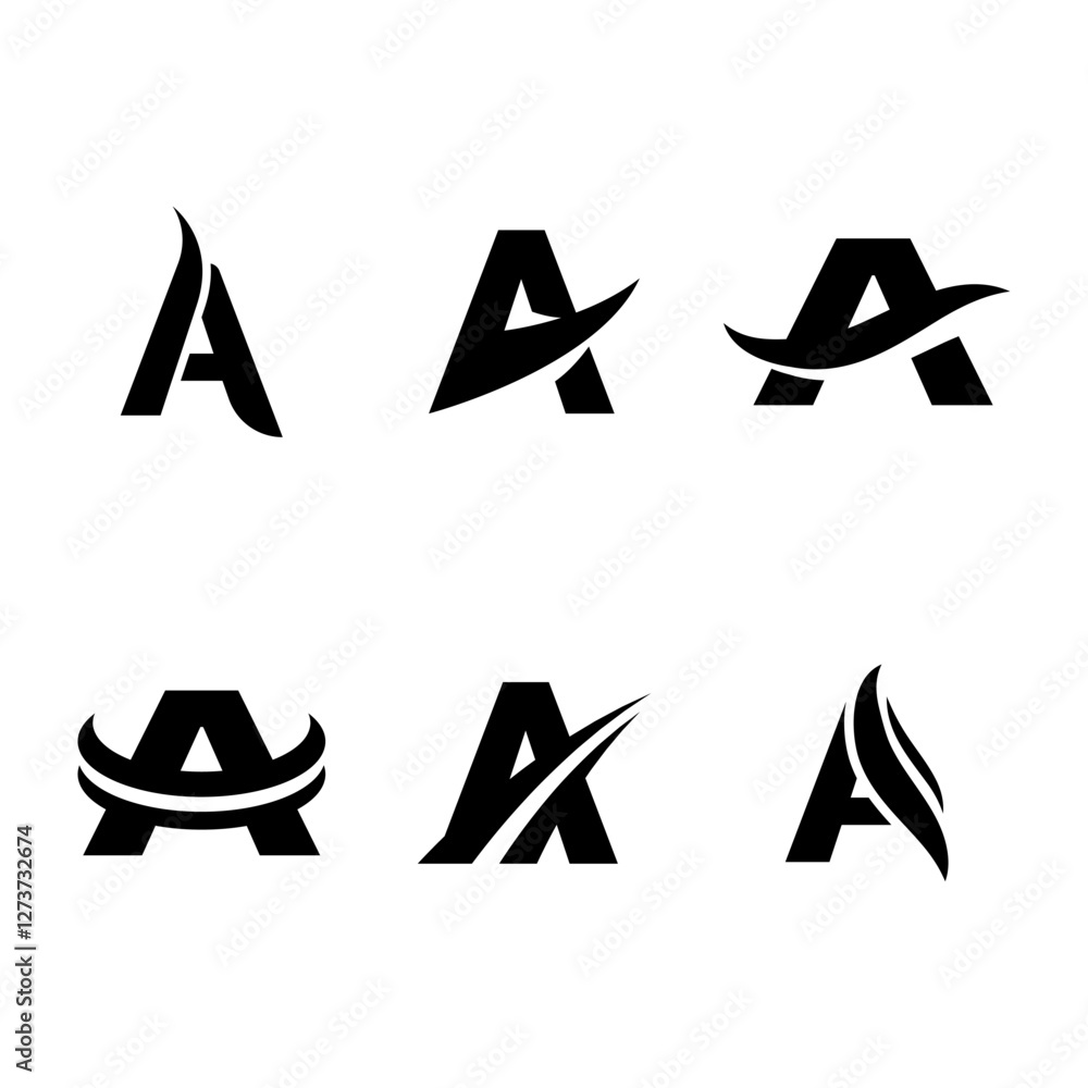 Poster set of initial letter a logo vector design template isolated on white background